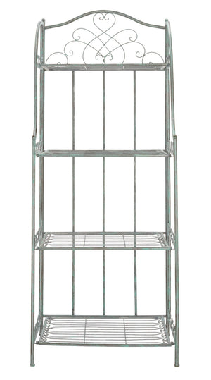 Safavieh AMARIS 4-Tier Shelf – Elegant Wrought Iron Display Stand for Outdoor Plants and Décor Essentials Antique Dark Green / - PAT5014D
