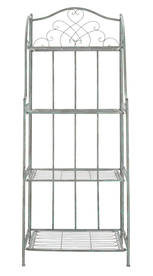 Safavieh AMARIS 4-Tier Shelf – Elegant Wrought Iron Display Stand for Outdoor Plants and Décor Essentials Antique Dark Green / - PAT5014D