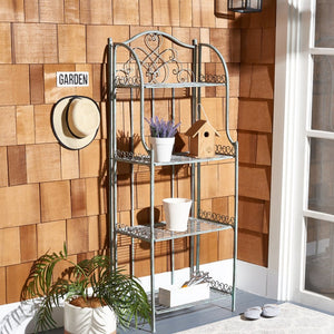 Safavieh AMARIS 4-Tier Shelf – Elegant Wrought Iron Display Stand for Outdoor Plants and Décor Essentials Antique Dark Green / - PAT5014D