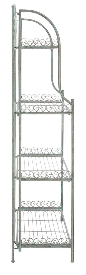 Safavieh AMARIS 4-Tier Shelf – Elegant Wrought Iron Display Stand for Outdoor Plants and Décor Essentials Antique Dark Green / - PAT5014D