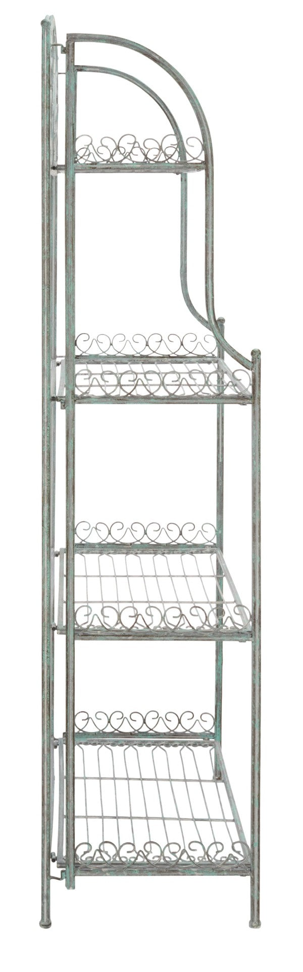 Safavieh AMARIS 4-Tier Shelf – Elegant Wrought Iron Display Stand for Outdoor Plants and Décor Essentials Antique Dark Green / - PAT5014D