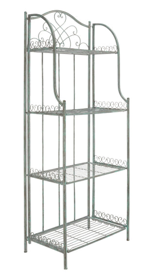 Safavieh AMARIS 4-Tier Shelf – Elegant Wrought Iron Display Stand for Outdoor Plants and Décor Essentials Antique Dark Green / - PAT5014D