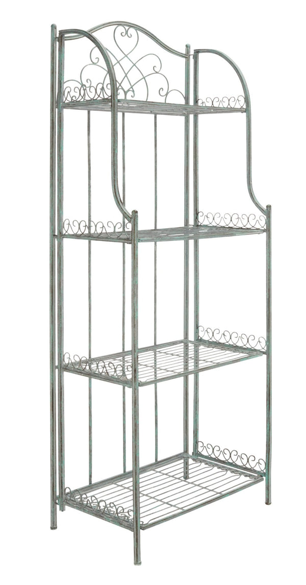 Safavieh AMARIS 4-Tier Shelf – Elegant Wrought Iron Display Stand for Outdoor Plants and Décor Essentials Antique Dark Green / - PAT5014D