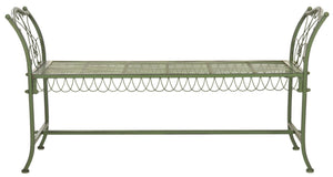 Safavieh ARONA Antique Green Metal Bench - Timeless New Orleans Charm for Your Outdoor Space, Durable & Stylish PAT5015A