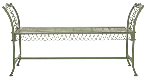 Safavieh ARONA Antique Green Metal Bench - Timeless New Orleans Charm for Your Outdoor Space, Durable & Stylish PAT5015A