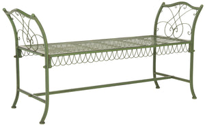 Safavieh ARONA Antique Green Metal Bench - Timeless New Orleans Charm for Your Outdoor Space, Durable & Stylish PAT5015A