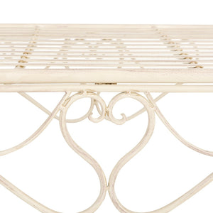 Safavieh ADINA Victorian-Inspired Metal Bench with Wrought-Iron Scrollwork for Elegant Outdoor Spaces Distressed White / - PAT5016A