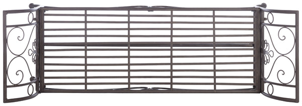 Safavieh ADINA Victorian-Inspired Metal Bench with Wrought-Iron Scrollwork for Elegant Outdoor Spaces Rustic Brown PAT5016B