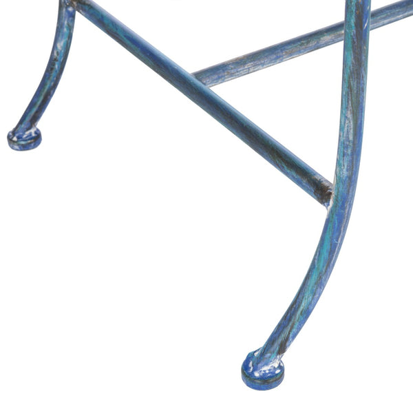 Safavieh ADINA Victorian-Inspired Metal Bench with Wrought-Iron Scrollwork for Elegant Outdoor Spaces Mossy Blue / - PAT5016C