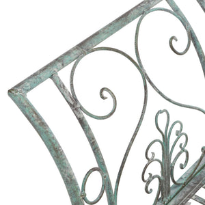 Safavieh ADINA Victorian-Inspired Metal Bench with Wrought-Iron Scrollwork for Elegant Outdoor Spaces Antique Dark Green / - PAT5016D