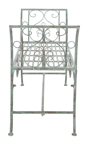 Safavieh ADINA Victorian-Inspired Metal Bench with Wrought-Iron Scrollwork for Elegant Outdoor Spaces Antique Dark Green / - PAT5016D
