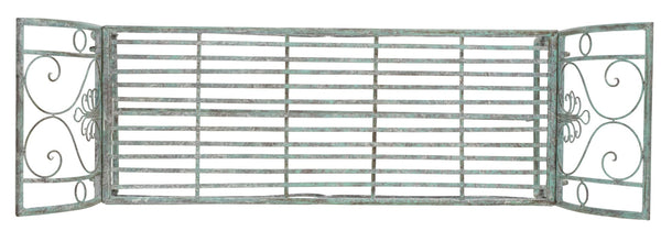 Safavieh ADINA Victorian-Inspired Metal Bench with Wrought-Iron Scrollwork for Elegant Outdoor Spaces Antique Dark Green / - PAT5016D