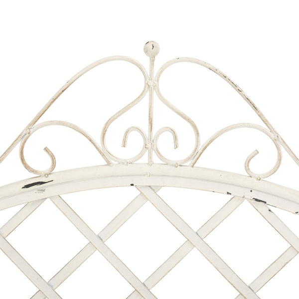 Safavieh ABNER Elegant Parisian Inspired Garden Bench with Delicate Scrollwork for Outdoor Living Spaces Antique White PAT5017A