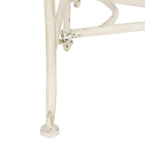 Safavieh ABNER Elegant Parisian Inspired Garden Bench with Delicate Scrollwork for Outdoor Living Spaces Antique White PAT5017A