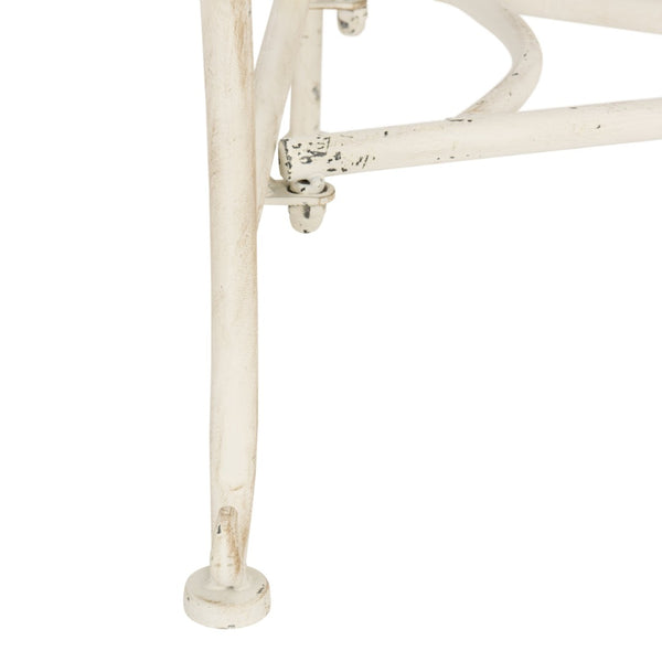 Safavieh ABNER Elegant Parisian Inspired Garden Bench with Delicate Scrollwork for Outdoor Living Spaces Antique White PAT5017A