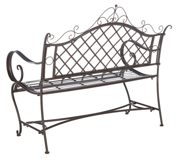 Safavieh ABNER Elegant Parisian Inspired Garden Bench with Delicate Scrollwork for Outdoor Living Spaces Rustic Brown PAT5017B