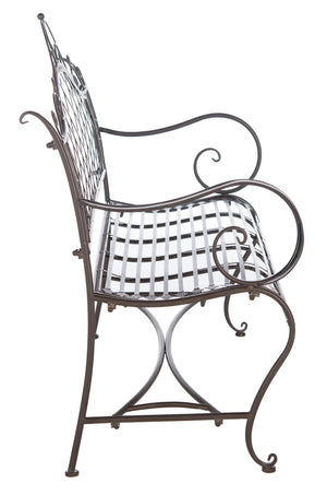 Safavieh ABNER Elegant Parisian Inspired Garden Bench with Delicate Scrollwork for Outdoor Living Spaces Rustic Brown PAT5017B