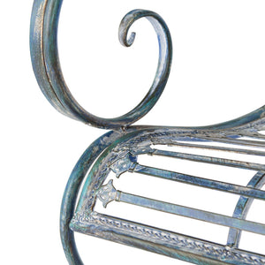 Safavieh ABNER Elegant Parisian Inspired Garden Bench with Delicate Scrollwork for Outdoor Living Spaces Mossy Blue / - PAT5017C