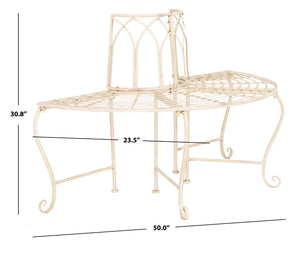 Safavieh ABIA Tree Bench - Elegant Wrought-Iron Scrollwork for Timeless Outdoor Charm and Relaxation Space Distressed White / - PAT5018A