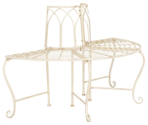 Safavieh ABIA Tree Bench - Elegant Wrought-Iron Scrollwork for Timeless Outdoor Charm and Relaxation Space Distressed White / - PAT5018A