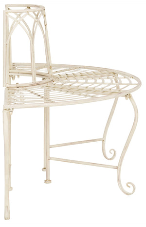 Safavieh ABIA Tree Bench - Elegant Wrought-Iron Scrollwork for Timeless Outdoor Charm and Relaxation Space Distressed White / - PAT5018A