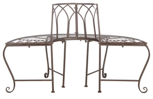 Safavieh ABIA Tree Bench - Elegant Wrought-Iron Scrollwork for Timeless Outdoor Charm and Relaxation Space Rustic Brown PAT5018B