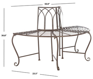 Safavieh ABIA Tree Bench - Elegant Wrought-Iron Scrollwork for Timeless Outdoor Charm and Relaxation Space Rustic Brown PAT5018B