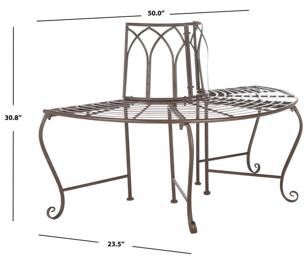 Safavieh ABIA Tree Bench - Elegant Wrought-Iron Scrollwork for Timeless Outdoor Charm and Relaxation Space Rustic Brown PAT5018B