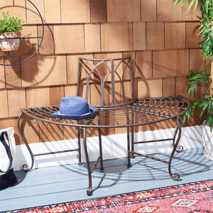 Safavieh ABIA Tree Bench - Elegant Wrought-Iron Scrollwork for Timeless Outdoor Charm and Relaxation Space Rustic Brown PAT5018B
