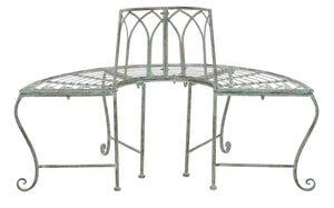 Safavieh ABIA Tree Bench - Elegant Wrought-Iron Scrollwork for Timeless Outdoor Charm and Relaxation Space Antique Dark Green / - PAT5018D