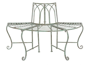 Safavieh ABIA Tree Bench - Elegant Wrought-Iron Scrollwork for Timeless Outdoor Charm and Relaxation Space Antique Dark Green / - PAT5018D
