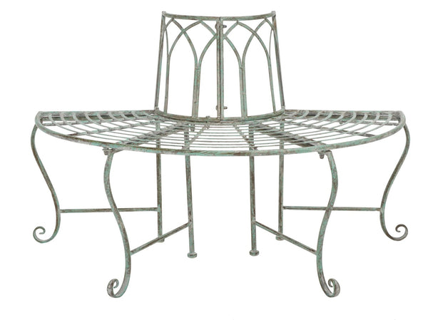 Safavieh ABIA Tree Bench - Elegant Wrought-Iron Scrollwork for Timeless Outdoor Charm and Relaxation Space Antique Dark Green / - PAT5018D