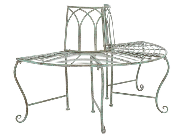 Safavieh ABIA Tree Bench - Elegant Wrought-Iron Scrollwork for Timeless Outdoor Charm and Relaxation Space Antique Dark Green / - PAT5018D