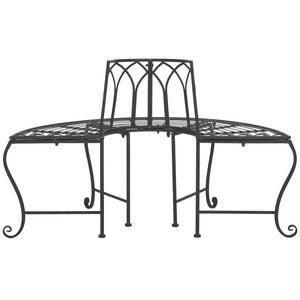 Safavieh Abia Wrought Iron 50 Inch W Outdoor Tree Bench Black PAT5018E