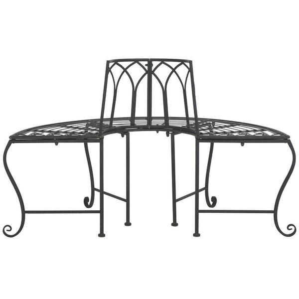 Safavieh Abia Wrought Iron 50 Inch W Outdoor Tree Bench Black PAT5018E