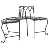 Safavieh Abia Wrought Iron 50 Inch W Outdoor Tree Bench Black PAT5018E