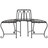 Safavieh Abia Wrought Iron 50 Inch W Outdoor Tree Bench Black PAT5018E