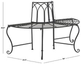 Safavieh Abia Wrought Iron 50 Inch W Outdoor Tree Bench Black PAT5018E