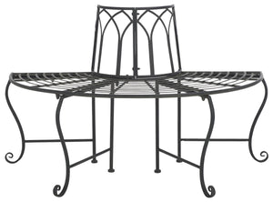 Safavieh Abia Wrought Iron 50 Inch W Outdoor Tree Bench Black PAT5018E