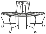 Safavieh Abia Wrought Iron 50 Inch W Outdoor Tree Bench Black PAT5018E