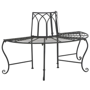 Safavieh Abia Wrought Iron 50 Inch W Outdoor Tree Bench Black PAT5018E