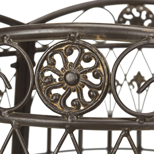 Safavieh ALLY Elegant Tree Bench with Classic Scrollwork - Timeless Iron Seating for Gardens & Patios Rustic Brown PAT5019A