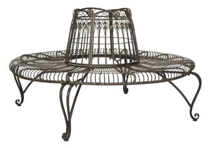 Safavieh ALLY Elegant Tree Bench with Classic Scrollwork - Timeless Iron Seating for Gardens & Patios Rustic Brown PAT5019A