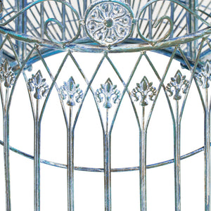 Safavieh ALLY Elegant Tree Bench with Classic Scrollwork - Timeless Iron Seating for Gardens & Patios Mossy Blue / - PAT5019C