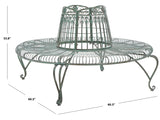 Safavieh Ally Darling Wrought Iron 60.25 Inch W Outdoor Tree Bench XII23 Antique Green Iron PAT5019D