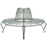 Safavieh Ally Darling Wrought Iron 60.25 Inch W Outdoor Tree Bench XII23 Antique Green Iron PAT5019D