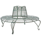 Safavieh Ally Darling Wrought Iron 60.25 Inch W Outdoor Tree Bench XII23 Antique Green Iron PAT5019D