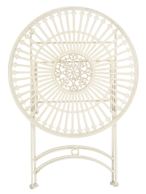 Safavieh BELEN Bistro Set - Elegant Outdoor Table and Two Chairs with Victorian Ironwork Design for Patios Pearl White / - PAT5020A