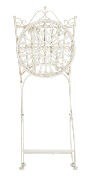 Safavieh BELEN Bistro Set - Elegant Outdoor Table and Two Chairs with Victorian Ironwork Design for Patios Pearl White / - PAT5020A