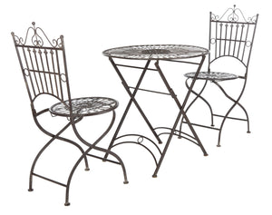 Safavieh BELEN Bistro Set - Elegant Outdoor Table and Two Chairs with Victorian Ironwork Design for Patios Unearthed Rust / - PAT5020B